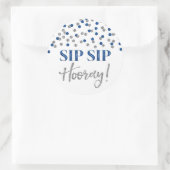Donkerblauw Zilver Confetti Sip Hooray Ronde Sticker (Tas)