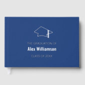 Donkerblauw Zilver Echte Folie Afstuderen Guest Bo Gastenboek (Voorkant)