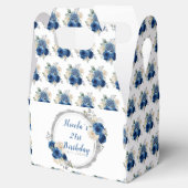 Donkerblauw Zilver Elegante Bloemen Verjaardagsfee Bedankdoosjes (Geopend)