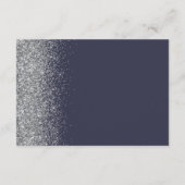 Donkerblauw Zilver Glitter Edge Bruiloft Details Informatiekaartje (Achterkant)