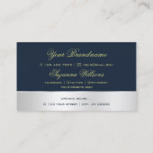 Donkerblauw zilver Roos ventilatorblauw elastisch Visitekaartje (Achterkant)