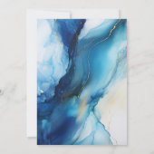 Donkerblauw, zilveren en witte inkt bruiloft kaart (Achterkant)