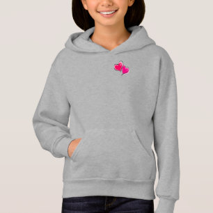 Donkerblauw Zipper Hoodie met helder roze hart