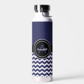 Donkerblauw Zwart Chevron Waterfles (Links)