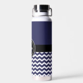 Donkerblauw Zwart Chevron Waterfles (Achterkant)