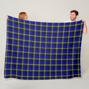 Donkerblauw, zwart en geel fleece deken