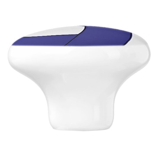 Donkerblauw, zwart en wit volleybal keramische knop (Zijkant)