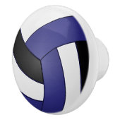 Donkerblauw, zwart en wit volleybal keramische knop (Rechts)