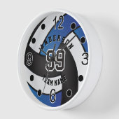 Donkerblauw, zwart en wit Volleyball Grote klok (Hoek)