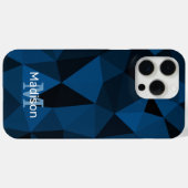 Donkerblauw zwart geometrisch maaspatroon Monogram Case-Mate iPhone Case (Achterkant (horizontaal))