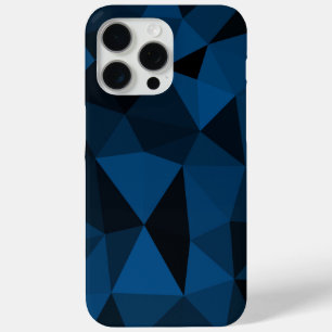 Donkerblauw zwart geometrisch meshpatroon iPhone 15 pro max hoesje