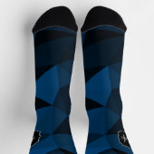 Donkerblauw zwart geometrisch meshpatroon Monogram Sokken (Top)