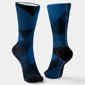 Donkerblauw zwart geometrisch meshpatroon Monogram Sokken (Gebogen)