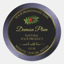 Donkerblauw zwart glitter Gold Product Label Ladyb