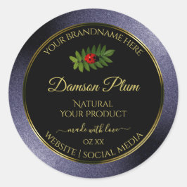 Donkerblauw zwart glitter Gold Product Label Ladyb