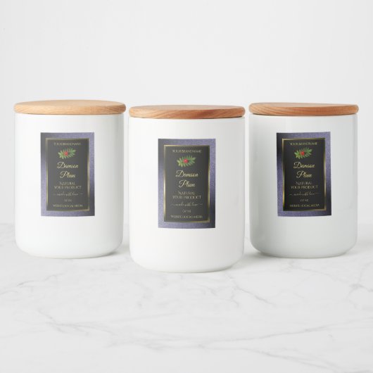 Donkerblauw zwart glitter Gold Product Label Ladyb Voedselcontainer Etiket (Flessen)