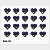 Donkerblauw Zwart met Harten Wavy Zilver Dank U Hart Sticker (Vel)