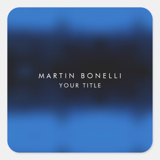 Donkerblauw Zwart Modern Minimalistisch Eenvoudig Vierkante Sticker (Voorkant)