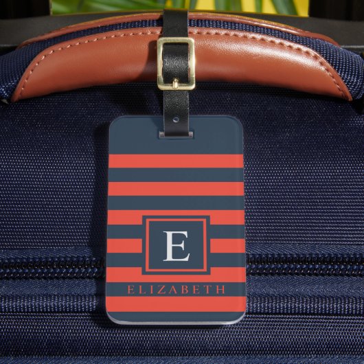  Donkerblauw Zwart Rood Kleur Blok Stijl Bagagelabel (Voorkant Insitu 2)