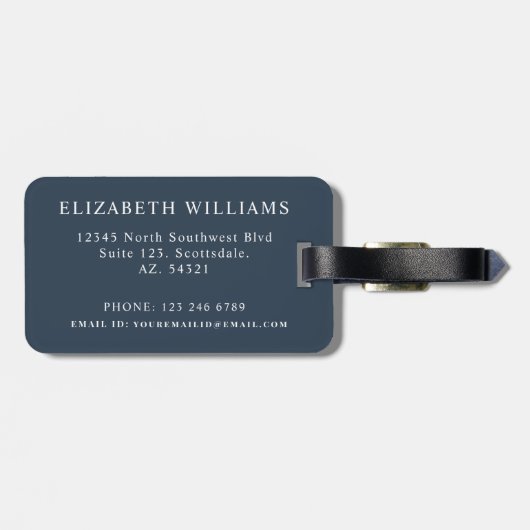 Donkerblauw Zwart Rood Kleur Blok Stijl Bagagelabel (Achterkant horizontaal)