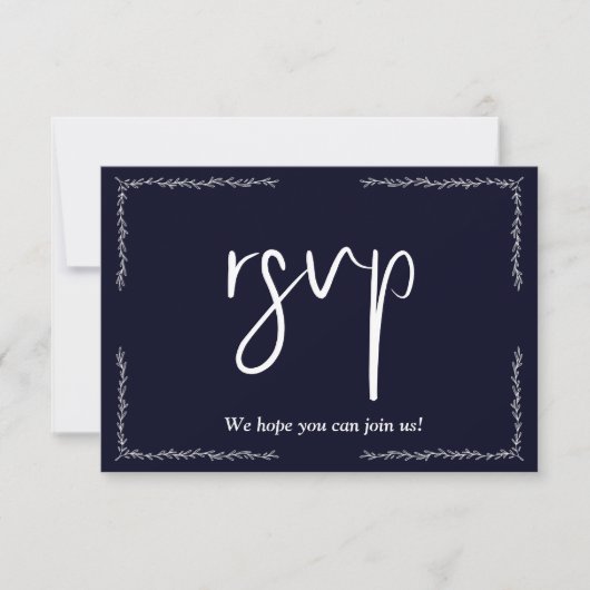 Donkerblauw Zwart Wedding RSVP kaart (Voorkant)
