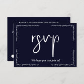 Donkerblauw Zwart Wedding RSVP kaart (Voorkant / Achterkant)