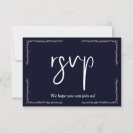 Donkerblauw Zwart Wedding RSVP kaart