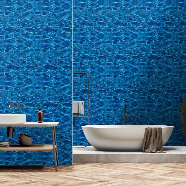 Donkerblauw Zwembad Water Behang (Badkamer)