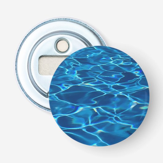Donkerblauw Zwembad Water Button Flesopener (Voorkant)