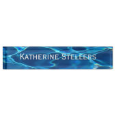 Donkerblauw Zwembad Water Naambordje (Voorkant)