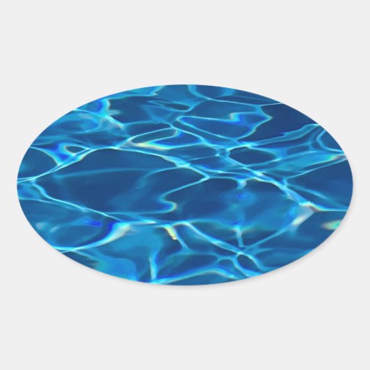 Donkerblauw Zwembad Water Ovale Sticker (Voorkant)