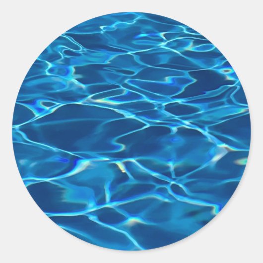 Donkerblauw Zwembad Water Ronde Sticker (Voorkant)