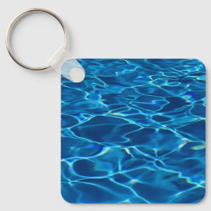 Donkerblauw Zwembad Water Sleutelhanger
