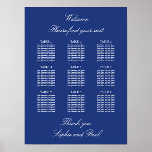 Donkerblauwe 9 Tafel Trouw Stoelen Plattegrond Pos Poster