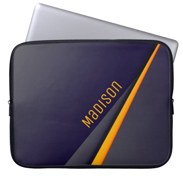 Donkerblauwe Abstracte achtergrond en aanpassing Laptop Sleeve (Voorkant)
