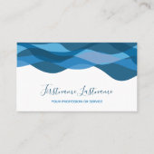 Donkerblauwe abstracte golven kalligrafie visitekaartje (Voorkant)