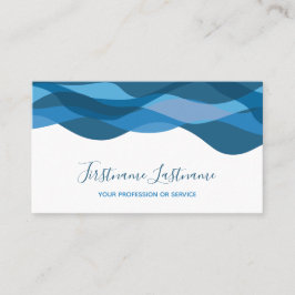 Donkerblauwe abstracte golven kalligrafie visitekaartje