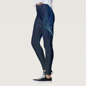Donkerblauwe Abstracte lijnen Leggings (Links)