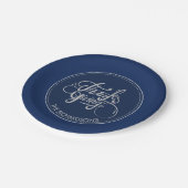 Donkerblauwe achtergrond Silver Glitter-Thanksgivi Papieren Bordje (Gekanteld)