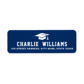 Donkerblauwe afstudeerdop retouradres etiket (Voorkant)