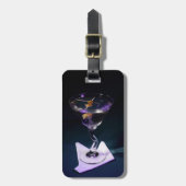 Donkerblauwe alcoholcocktail Martini Bagagelabel (Voorkant verticaal)