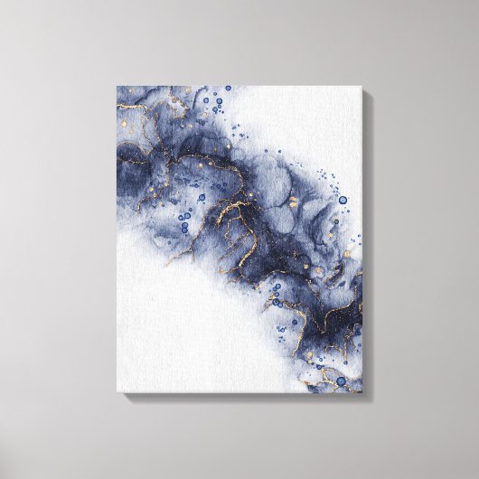 Donkerblauwe alcoholinkt canvas afdruk (Voorkant)