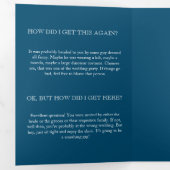 Donkerblauwe Alice in Wonderland Funny Wedding Drieluik Programma (Binnenzijde eerst)