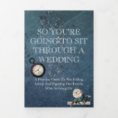 Donkerblauwe Alice in Wonderland Funny Wedding Drieluik Programma (Cover)