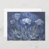 Donkerblauwe anemoon bloemen briefkaart (Voorkant / Achterkant)