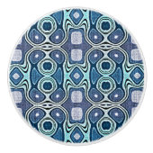 Donkerblauwe Aqua Turquoise Violet Etnische Tribe  Keramische Knop (Voorkant)