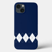 Donkerblauwe argyle Pattern iPhone Case (Achterkant)