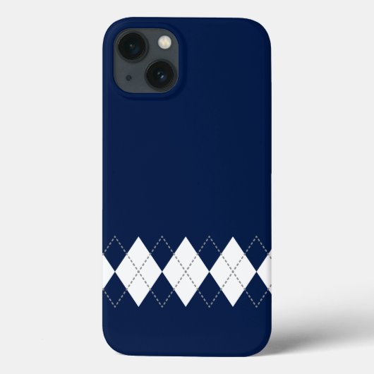 Donkerblauwe argyle Pattern iPhone Case (Achterkant)