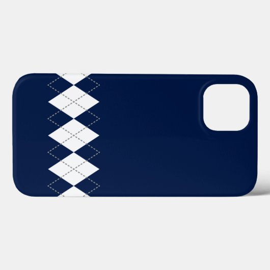 Donkerblauwe argyle Pattern iPhone Case (Achterkant (horizontaal))