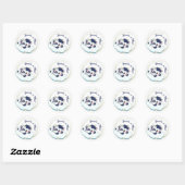 Donkerblauwe Baby Koe Witte Wolk Elegant Dank u Ronde Sticker (Vel)